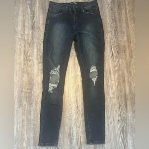 Fashion Nova Black Distressed Skinny Jeans